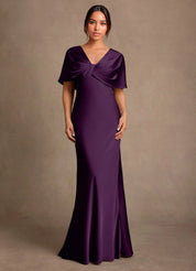 Augday Dosia Sheath Pleated Stretch Satin Dress