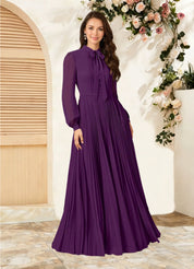 Augday Adellah A-Line Pleated Chiffon Dress