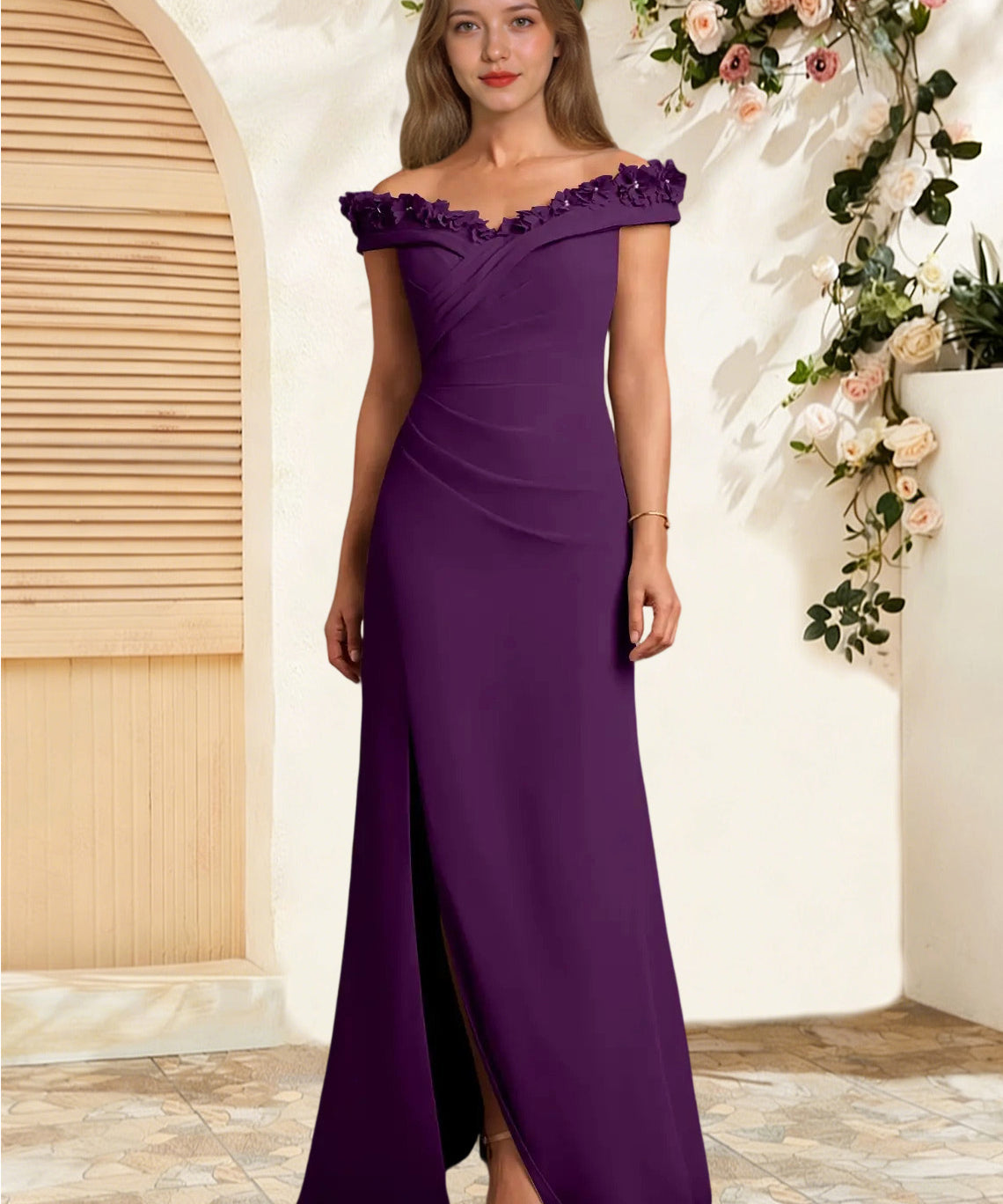 Augday Jettie Sheath Pleated Chiffon Dress