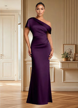 Augday Rutha Sheath One Shoulder Stretch Satin Dress