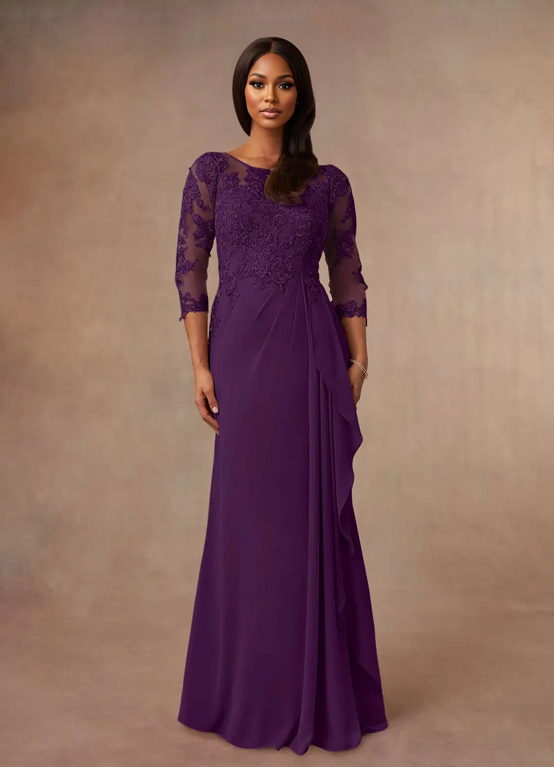 Augday Calanthe A-Line Scoop Chiffon Dress