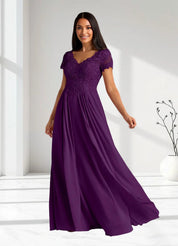 Augday Dunja A-Line V-Neck Lace Chiffon Dress