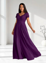 Augday Dunja A-Line V-Neck Lace Chiffon Dress
