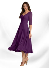 Augay Durant A-Line Pleated Chiffon Dress