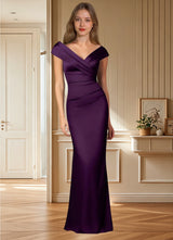 Augday Ludlow Mermaid Pleated Stretch Satin Dress