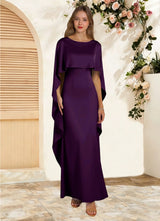 Augday Eli Sheath Boatneck Stretch Satin Dress