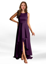 Augday Niles A-Line Trains Stretch Satin Dress