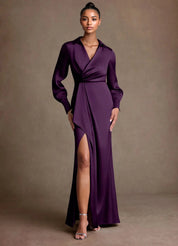 Augday Jacinta Sheath Pleated Stretch Satin Dress