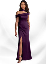 Augday Kamala Sheath One Shoulder Stretch Satin Dress