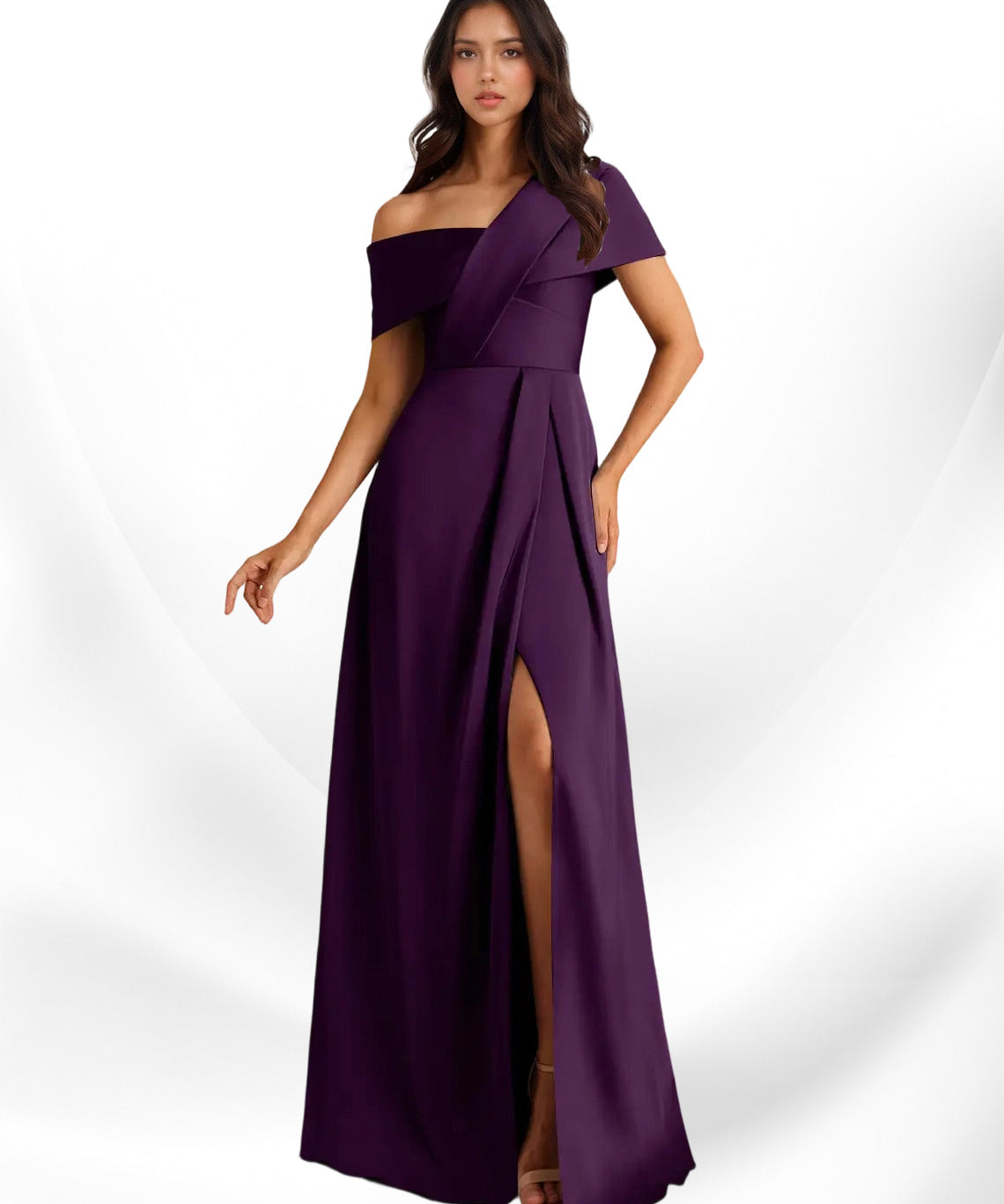 Augday Milton A-Line Pleated Stretch Satin Dress