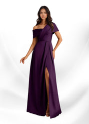 Augday Milton A-Line Pleated Stretch Satin Dress