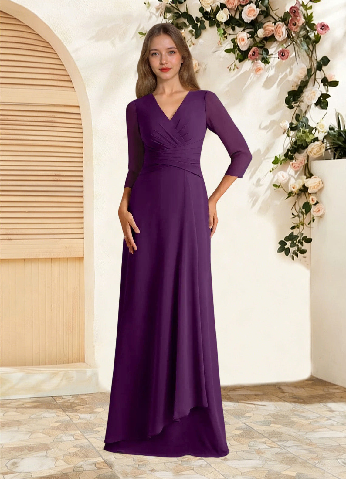 Augday Mayfield A-Line Pleated Chiffon Dress