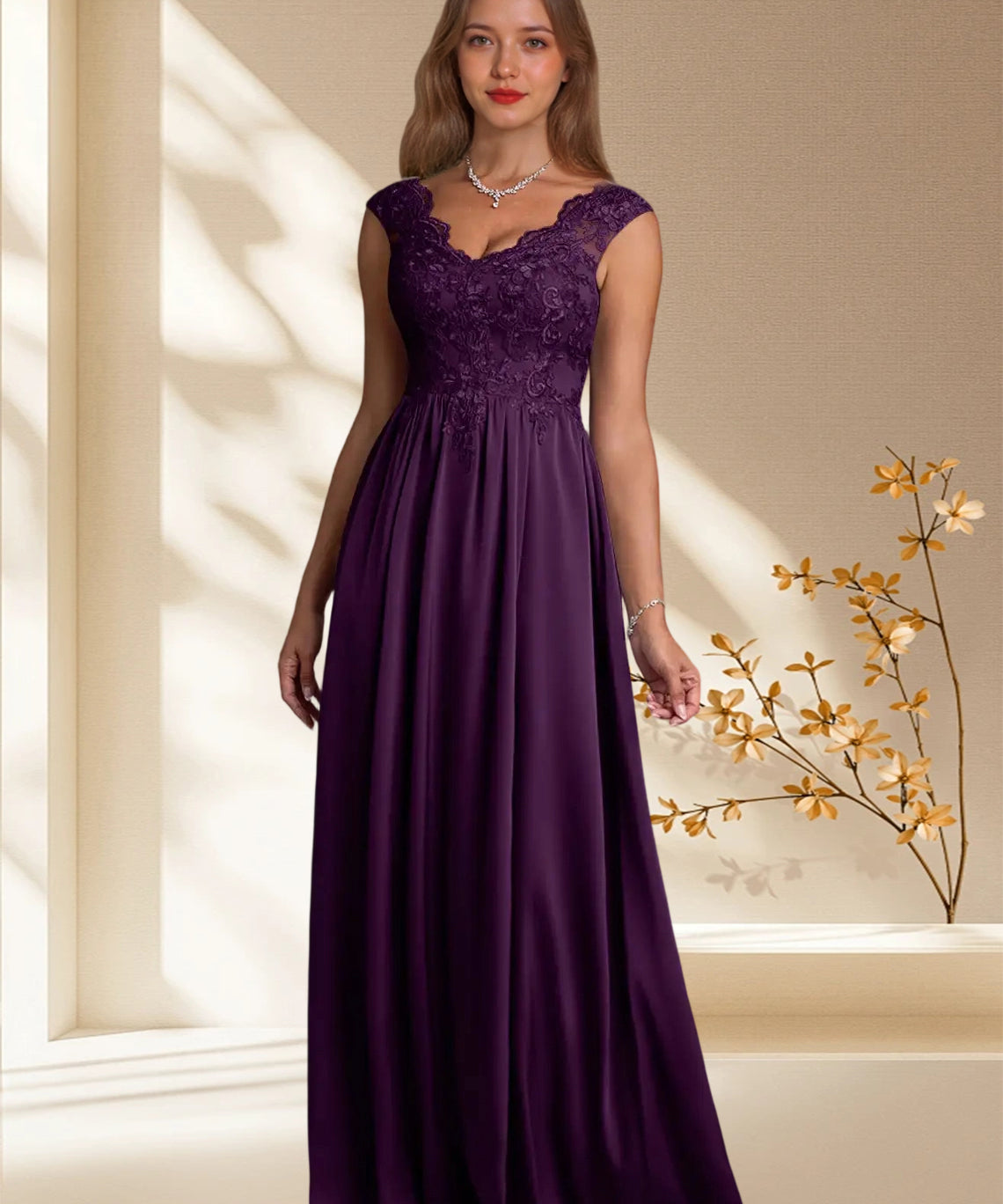 Augday Amethyst A-Line Lace Dress