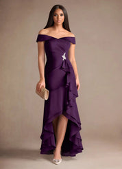 Augday Billings Mermaid Off the Shoulder Stretch Satin Dress