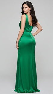 Summer Hot Sale 🌙 THE SATIN SLIP GOWN: COWL NECK, SIDE RUCHING, OPEN BACK