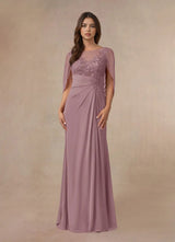 Augday Hera Mother of the Bride Dresses A-Line Lace Capelet Chiffon Dress