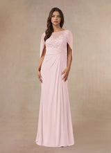 Augday Hera Mother of the Bride Dresses A-Line Lace Capelet Chiffon Dress