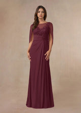 Augday Hera Mother of the Bride Dresses A-Line Lace Capelet Chiffon Dress
