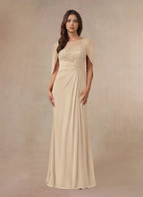 Augday Hera Mother of the Bride Dresses A-Line Lace Capelet Chiffon Dress