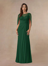Augday Hera Mother of the Bride Dresses A-Line Lace Capelet Chiffon Dress