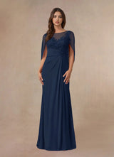 Augday Hera Mother of the Bride Dresses A-Line Lace Capelet Chiffon Dress