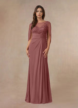 Augday Hera Mother of the Bride Dresses A-Line Lace Capelet Chiffon Dress