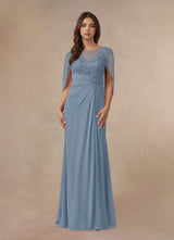 Augday Hera Mother of the Bride Dresses A-Line Lace Capelet Chiffon Dress