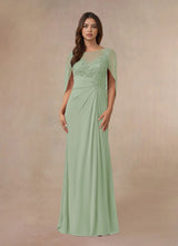 Augday Hera Mother of the Bride Dresses A-Line Lace Capelet Chiffon Dress