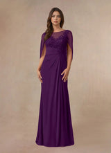 Augday Hera Mother of the Bride Dresses A-Line Lace Capelet Chiffon Dress