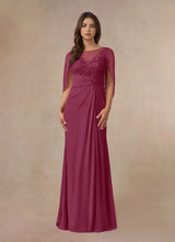 Augday Hera Mother of the Bride Dresses A-Line Lace Capelet Chiffon Dress