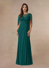 Augday Hera Mother of the Bride Dresses A-Line Lace Capelet Chiffon Dress