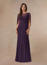 Augday Hera Mother of the Bride Dresses A-Line Lace Capelet Chiffon Dress