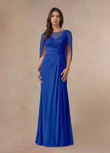 Augday Hera Mother of the Bride Dresses A-Line Lace Capelet Chiffon Dress