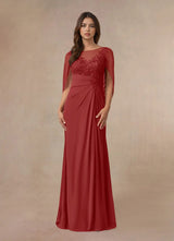 Augday Hera Mother of the Bride Dresses A-Line Lace Capelet Chiffon Dress