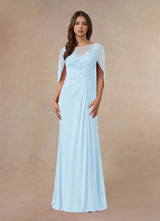 Augday Hera Mother of the Bride Dresses A-Line Lace Capelet Chiffon Dress