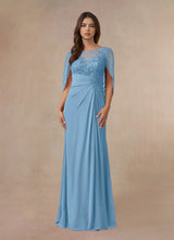 Augday Hera Mother of the Bride Dresses A-Line Lace Capelet Chiffon Dress