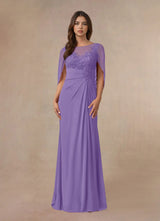Augday Hera Mother of the Bride Dresses A-Line Lace Capelet Chiffon Dress