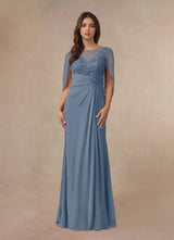 Augday Hera Mother of the Bride Dresses A-Line Lace Capelet Chiffon Dress
