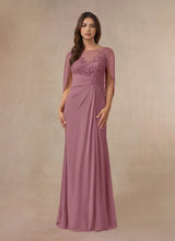 Augday Hera Mother of the Bride Dresses A-Line Lace Capelet Chiffon Dress