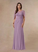 Augday Hera Mother of the Bride Dresses A-Line Lace Capelet Chiffon Dress