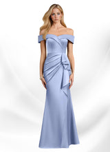 Augday Laredo Mermaid Off the Shoulder Stretch Satin Dress