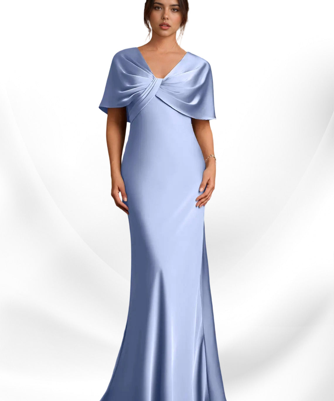 Augday Dosia Sheath Pleated Stretch Satin Dress