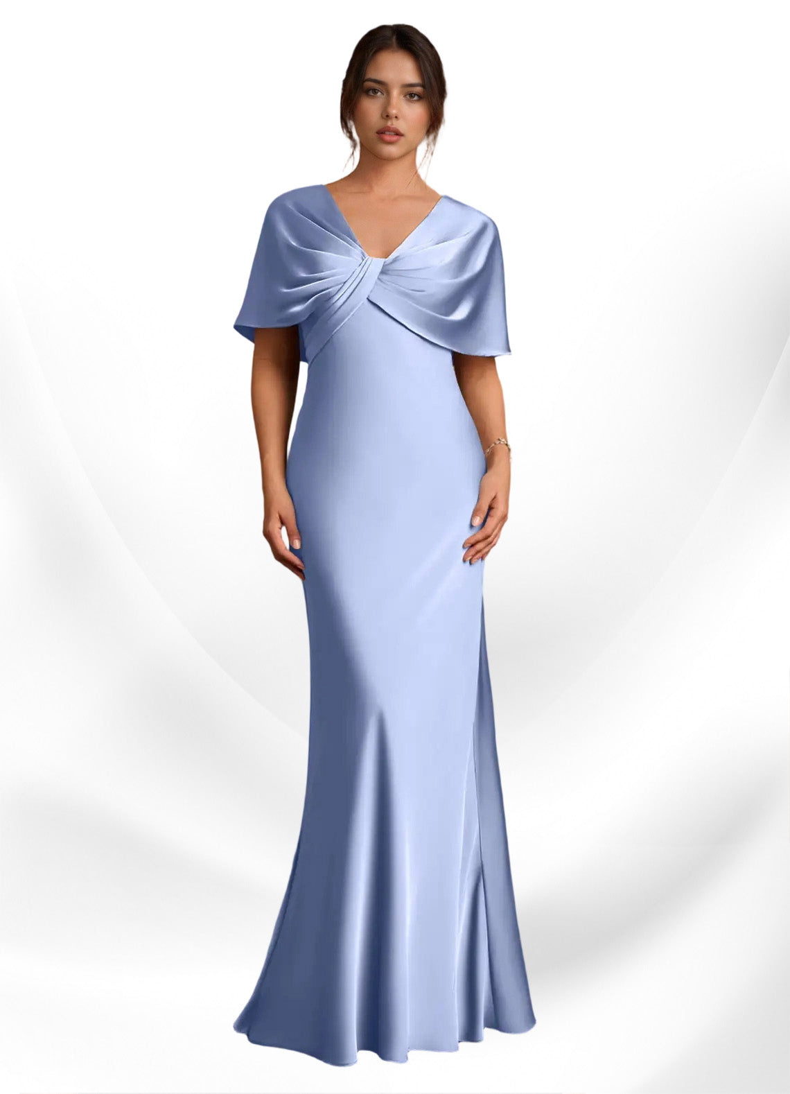 Augday Dosia Sheath Pleated Stretch Satin Dress
