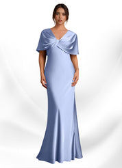 Augday Dosia Sheath Pleated Stretch Satin Dress