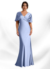 Augday Dosia Sheath Pleated Stretch Satin Dress