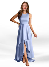 Augday Niles A-Line Trains Stretch Satin Dress