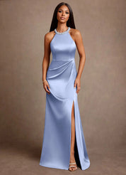 Augday Lawrence A-Line Pleated Stretch Satin Dress