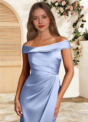 Augday Bedford Sheath Pleated Stretch Satin Dress