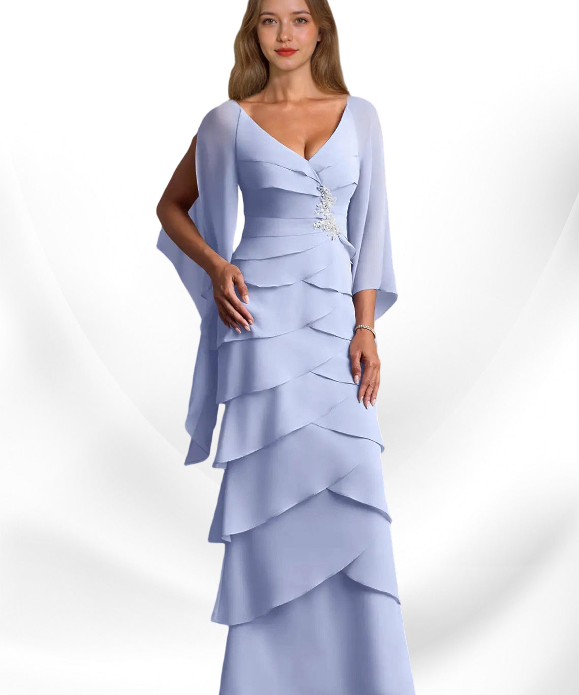 Augday Arabinda Sheath Ruched Chiffon Dress