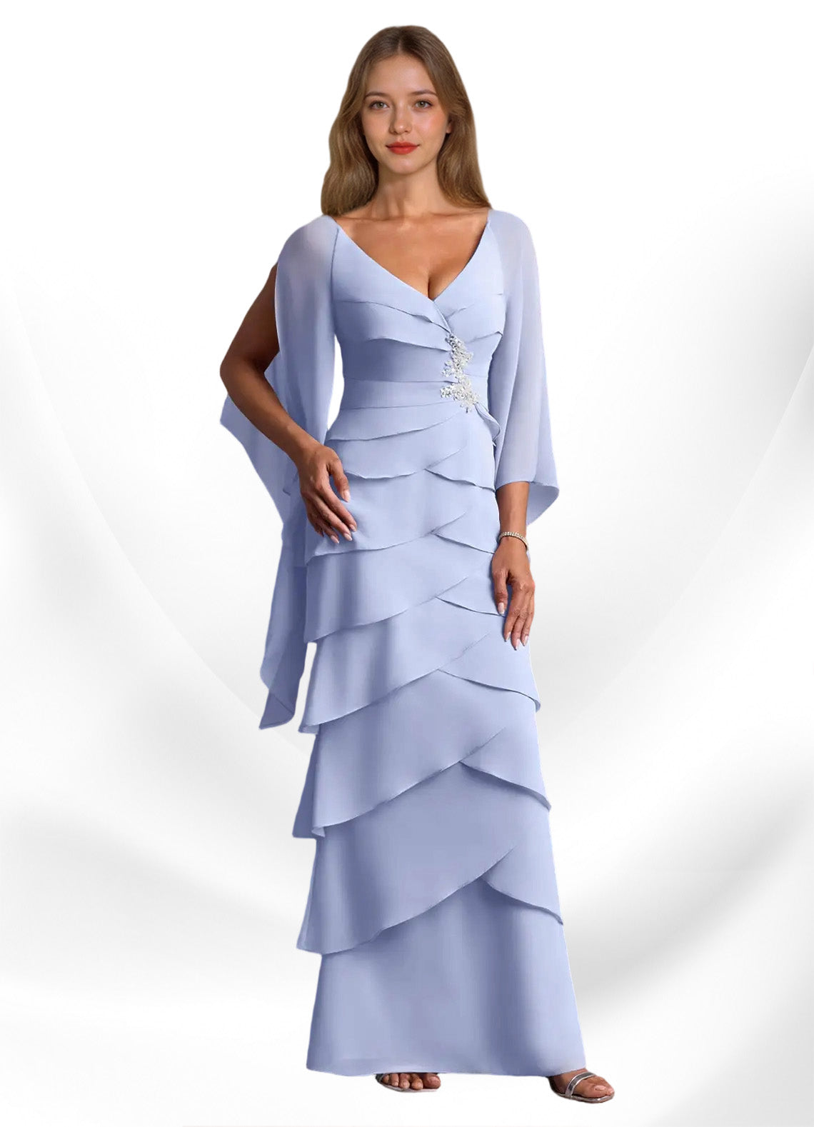 Augday Arabinda Sheath Ruched Chiffon Dress